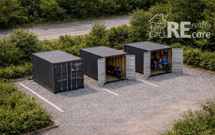 Predaj pozemku s kontajnerom -parkovanie motorky/skladovanie