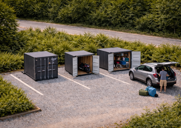 Predaj pozemku s kontajnerom -parkovanie motorky/skladovanie