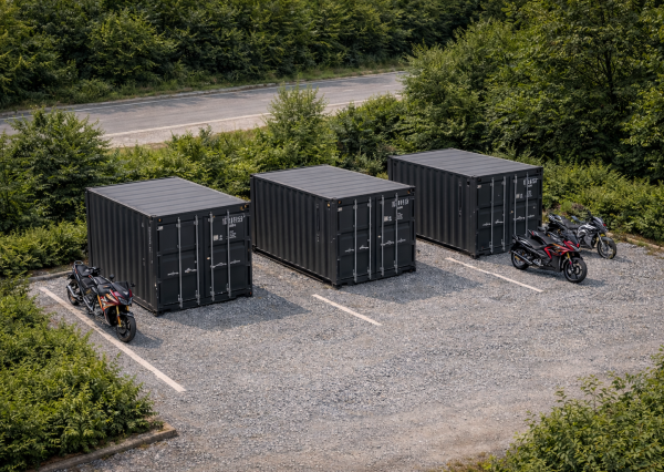 Predaj pozemku s kontajnerom -parkovanie motorky/skladovanie
