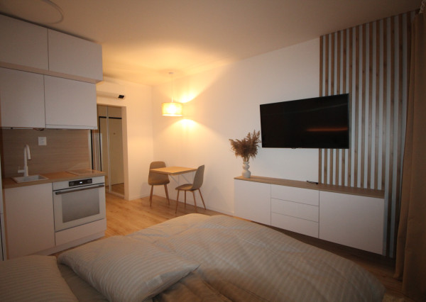 Na prenájom kompletne zariadený 1 izbový byt v novostavbe