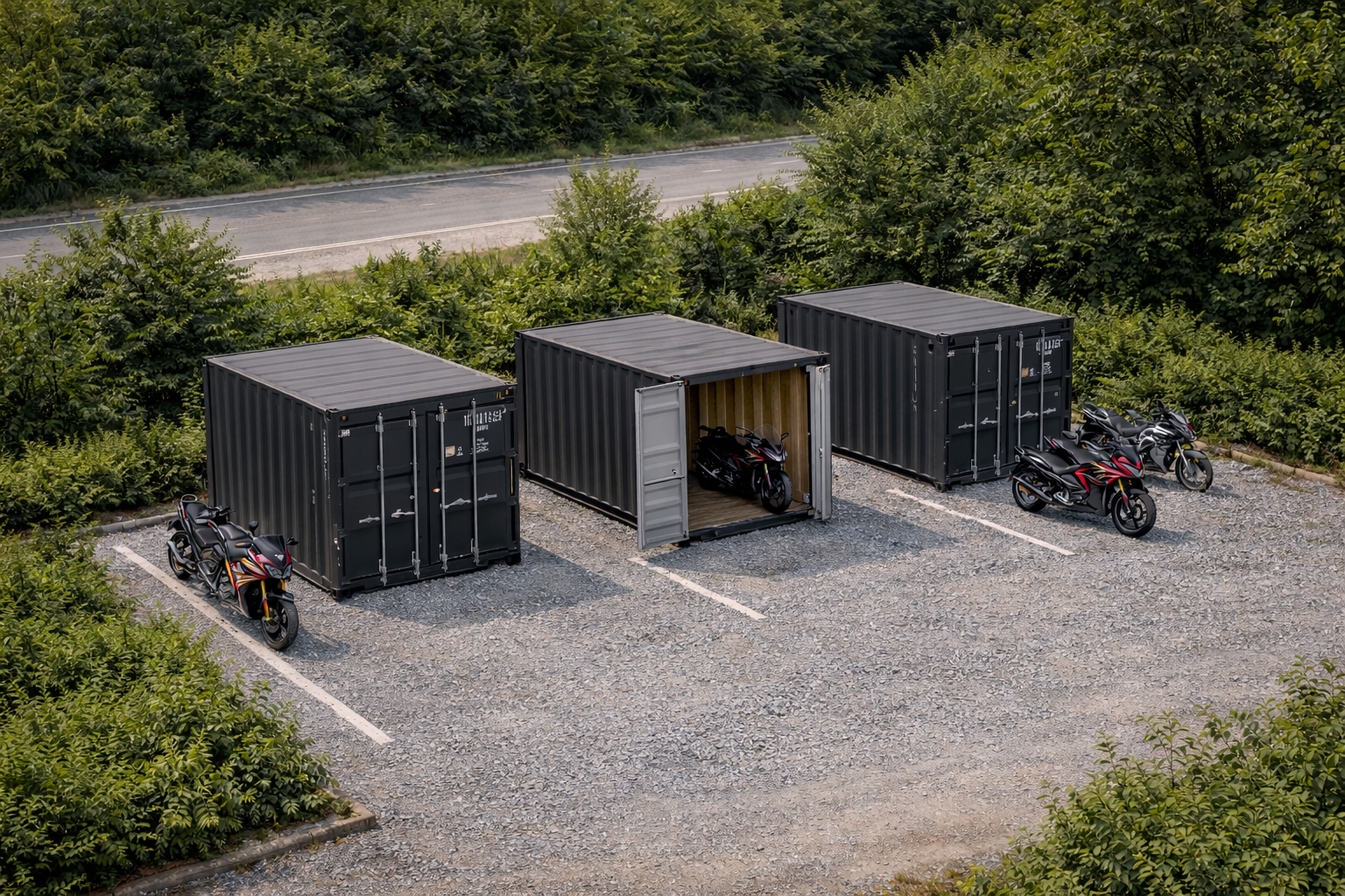 Predaj pozemku s kontajnerom -parkovanie motorky/skladovanie