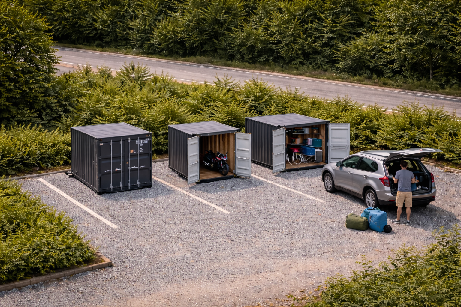 Predaj pozemku s kontajnerom -skladovanie/parkovanie motorky